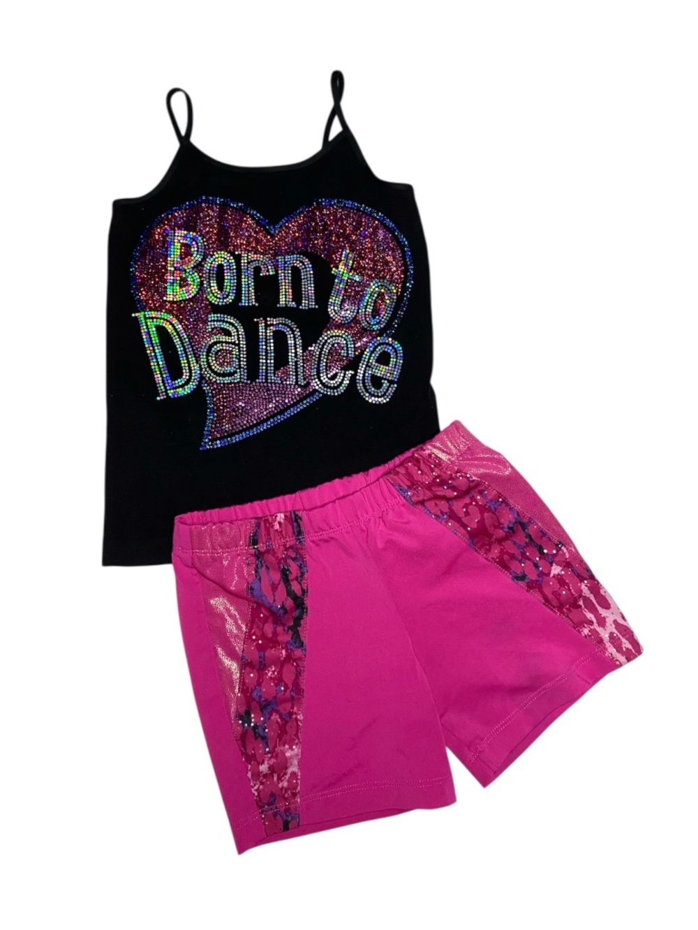 Dance class outfit tank top and shorts girls size 6 born to dance tap jazz